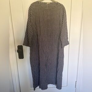 NWT Apuntob Oversize Checkered Linen Dress Size 1